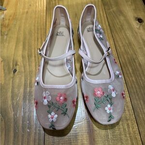 wild fable Pink Floral Embroidered Mary Jane Flats